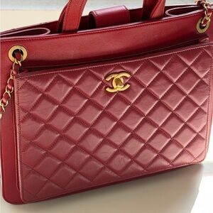 Chanel Quilted Red Leather Shoulder Bag